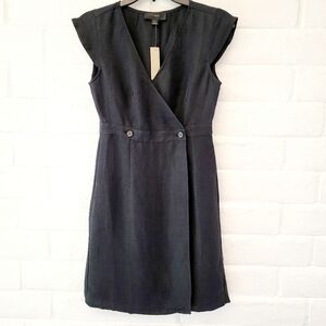 NWT J. Crew Petites Black Linen-Cupro Sheath Dress Size 2P